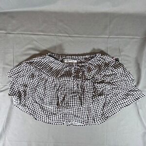 Grayson Threads Womens Gingham Tiered Mini Skirt Black White XS B006653001